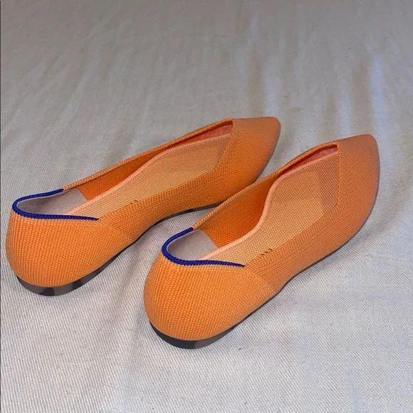 Rothy’s Tangerine Flats, with blue trim on back SZ 8 EUC - Picture 6 of 11